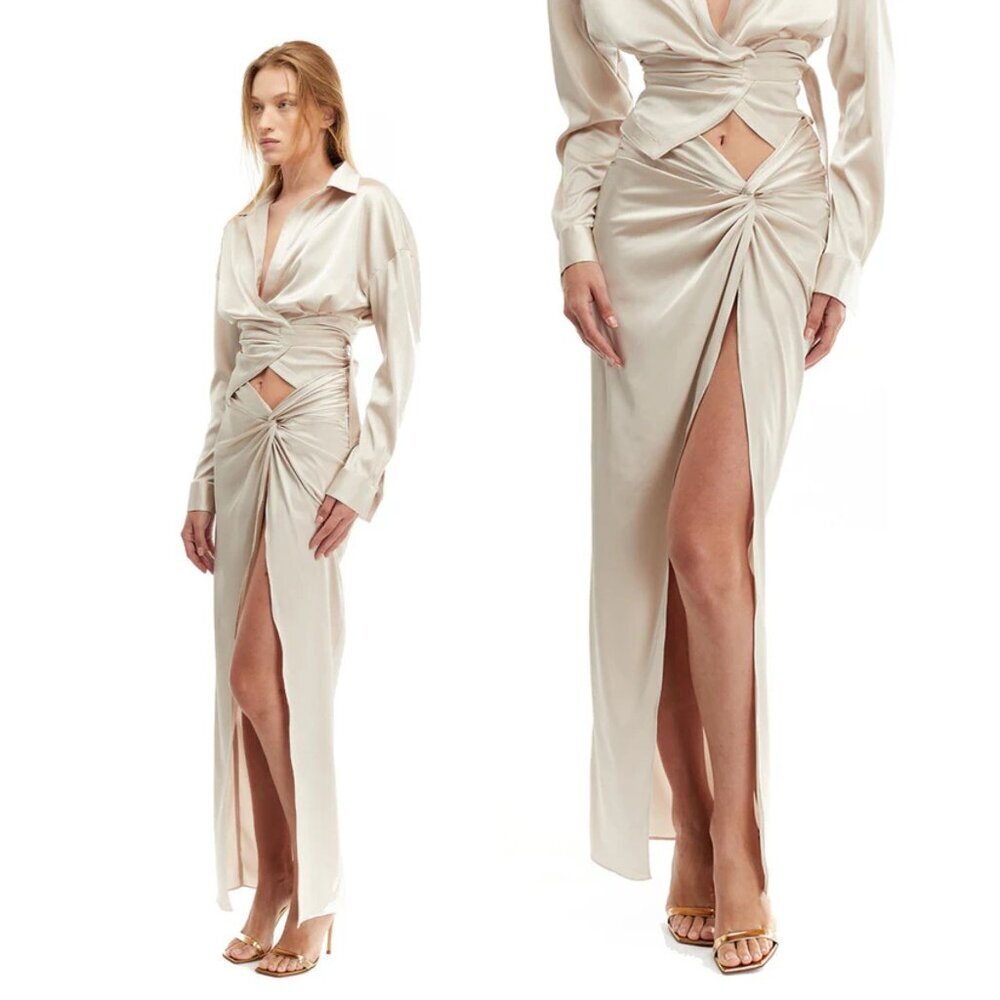 New! Mother of All Champagne Chisa Midi Skirt Size XS 26638